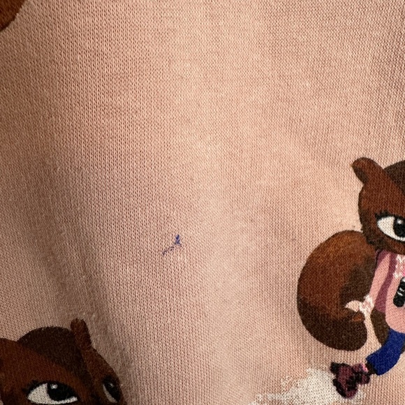 H&M Kids Crew Neck Powder Pink Printed (Squirrels) Sweatshirt | Size 5 -6 Y - Picture 7 of 9